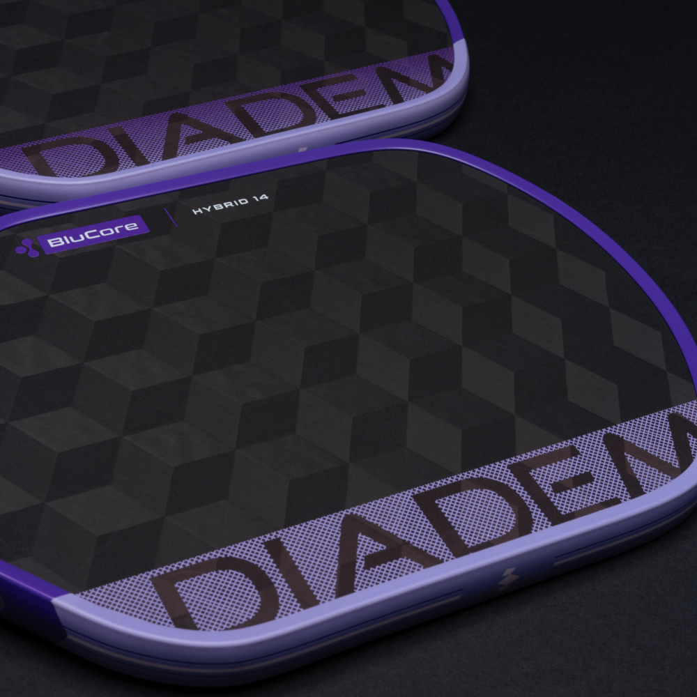 Two DIADEM products with a geometric pattern on a dark background